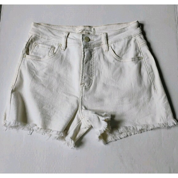 Risen‎ Stella Women's High-Rise Wide-Leg Cutoff Jean Shorts White, Size S - Picture 1 of 11